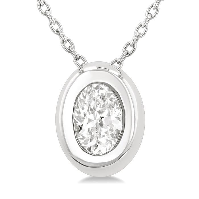 Vesper Perseus Oval Shape Bezel Set Diamond Pendant