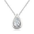 1/3 Ctw Bezel Set Pear Cut Diamond Bubble Fashion Pendant With Chain in 14K White Gold