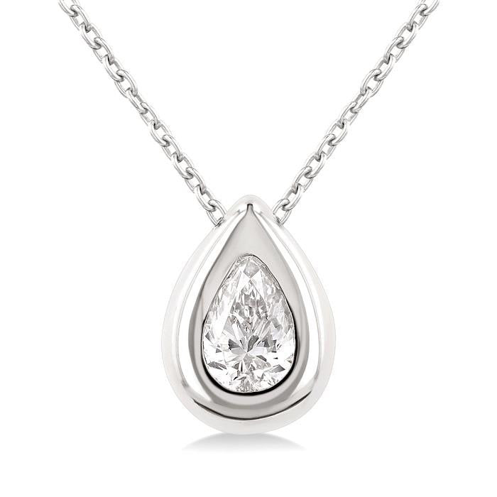 Dahlia Maia Pear Shape Bezel Set Diamond Pendant