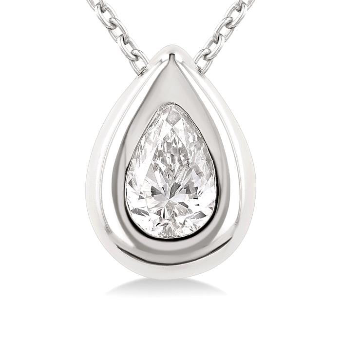 Dahlia Maia Pear Shape Bezel Set Diamond Pendant