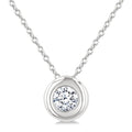 1/3 Ctw Bubble Bezel Set Round Cut Diamond Fashion Pendant With Chain in 14K White Gold