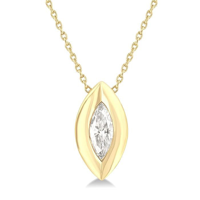 Cinder Haven Marquise Shape Bezel Set Diamond Pendant