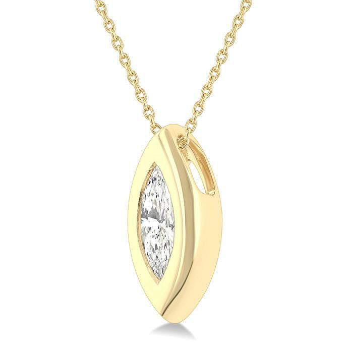 Cinder Haven Marquise Shape Bezel Set Diamond Pendant