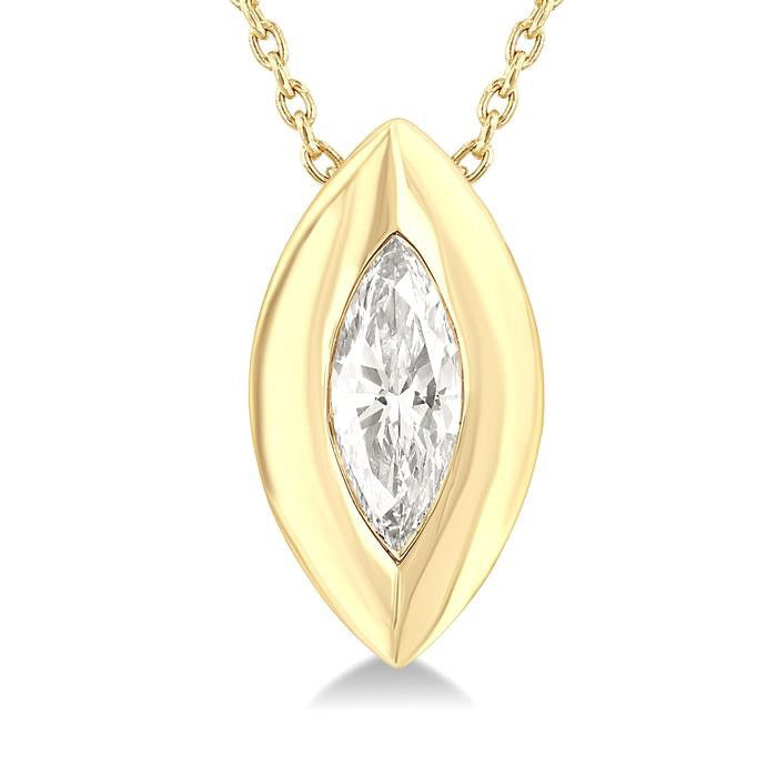 Cinder Haven Marquise Shape Bezel Set Diamond Pendant