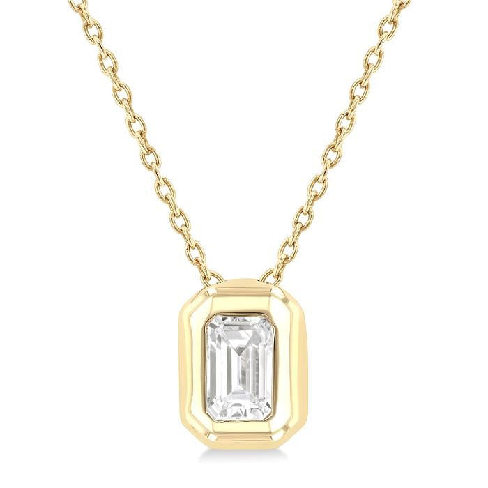 Aria Clover Emerald Shape Bezel Set Diamond Pendant