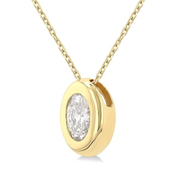 Yvette Laurel Oval Shape Bezel Set Diamond Pendant