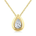 1/3 Ctw Bezel Set Pear Cut Diamond Bubble Fashion Pendant With Chain in 14K Yellow Gold