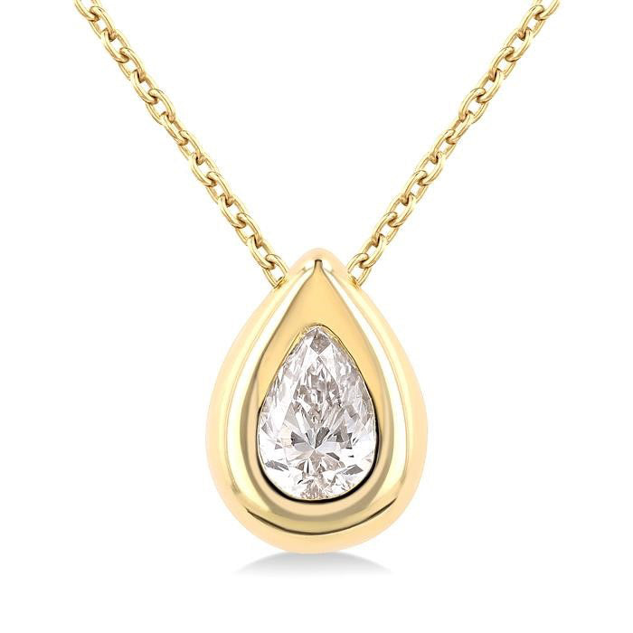Yew Wren Pear Shape Bezel Set Diamond Pendant