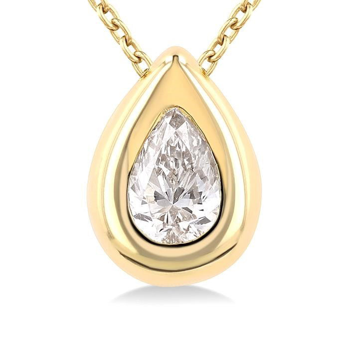 Yew Wren Pear Shape Bezel Set Diamond Pendant