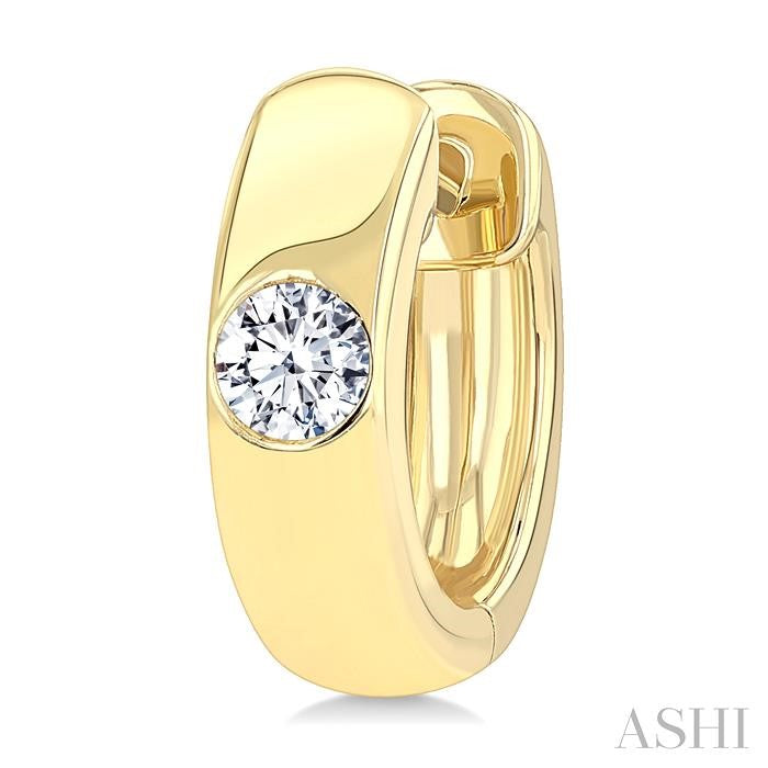 1/3 Ctw Bezel Set Round Cut Diamond Huggies in 14K Yellow Gold