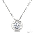 1/3 Ctw Bubble Bezel Set Round Cut Diamond Fashion Pendant With Chain in 14K White Gold