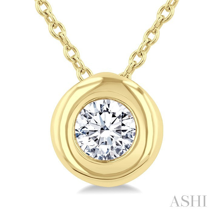 1/3 Ctw Bubble Bezel Set Round Cut Diamond Fashion Pendant With Chain in 14K Yellow Gold
