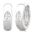 Marquise Shape Bezel Set Diamond Huggie Fashion Earrings