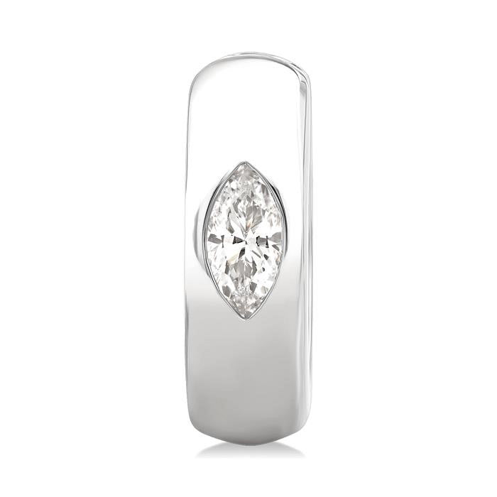 Marquise Shape Bezel Set Diamond Huggie Fashion Earrings