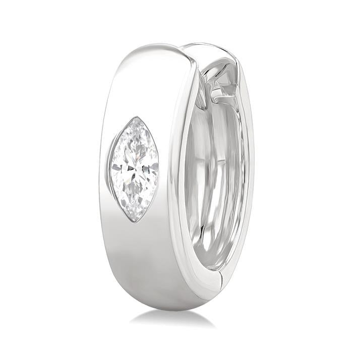 Marquise Shape Bezel Set Diamond Huggie Fashion Earrings