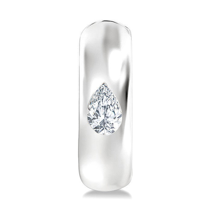 1/4 Ctw Bezel Set Pear Cut Diamond Fashion Huggie Earrings in 14K White Gold