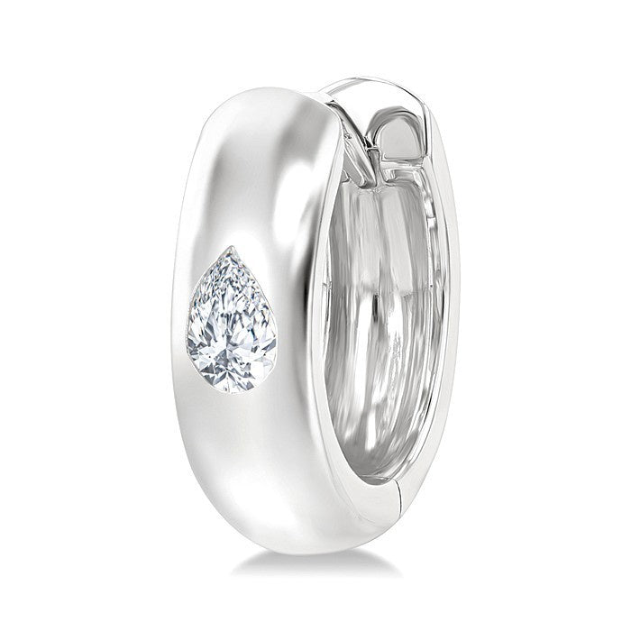 1/4 Ctw Bezel Set Pear Cut Diamond Fashion Huggie Earrings in 14K White Gold
