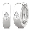 Pear Shape Bezel Set Diamond Huggie Fashion Earrings