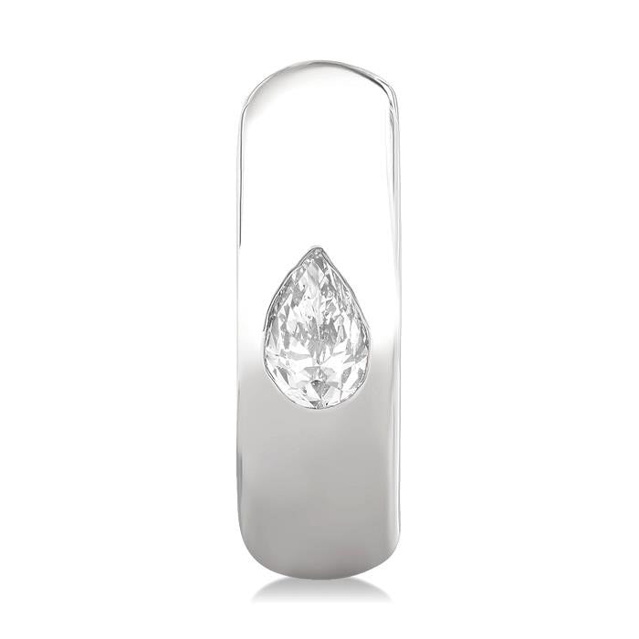 Pear Shape Bezel Set Diamond Huggie Fashion Earrings