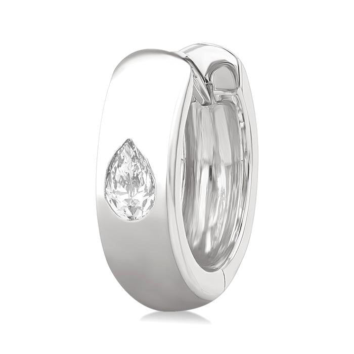 Pear Shape Bezel Set Diamond Huggie Fashion Earrings