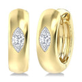 1/4 Ctw Bezel Set Marquise Cut Diamond Fashion Huggie Earrings in 14K Yellow Gold