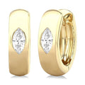 Marquise Shape Bezel Set Diamond Huggie Fashion Earrings