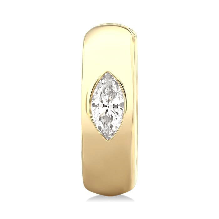 Marquise Shape Bezel Set Diamond Huggie Fashion Earrings