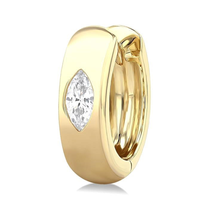 Marquise Shape Bezel Set Diamond Huggie Fashion Earrings