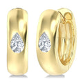 1/4 Ctw Bezel Set Pear Cut Diamond Fashion Huggie Earrings in 14K Yellow Gold