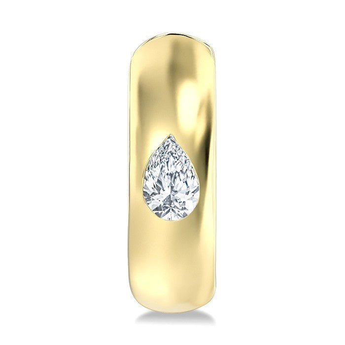 1/4 Ctw Bezel Set Pear Cut Diamond Fashion Huggie Earrings in 14K Yellow Gold