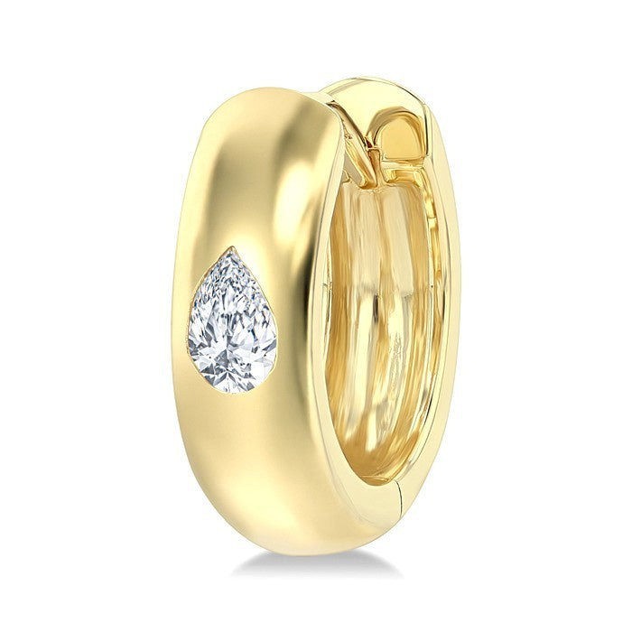 1/4 Ctw Bezel Set Pear Cut Diamond Fashion Huggie Earrings in 14K Yellow Gold