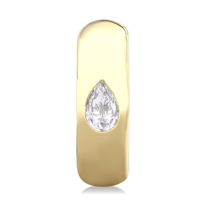 Pear Shape Bezel Set Diamond Huggie Fashion Earrings