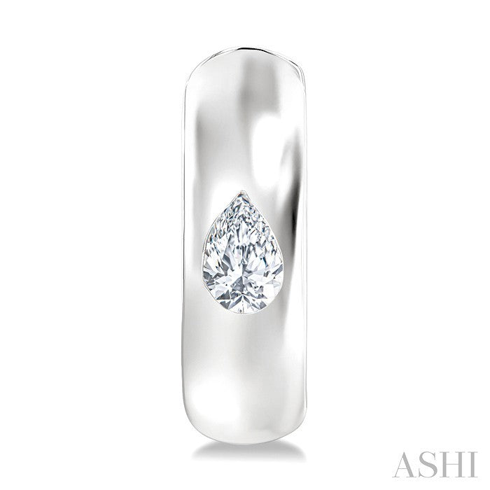 1/4 Ctw Bezel Set Pear Cut Diamond Fashion Huggie Earrings in 14K White Gold