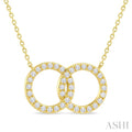 1/8 Ctw Round Cut Diamond Interlocked Circle Fashion Petite Pendant With Chain in 10K Yellow Gold