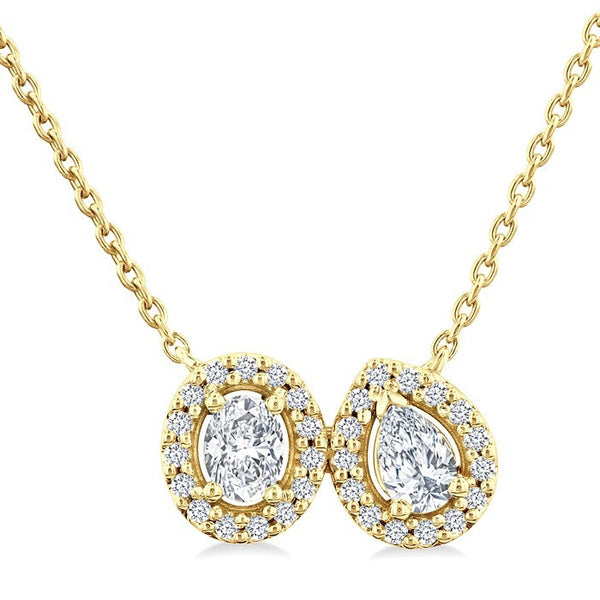 3/8 Ctw Toi Et Moi Diamond Pendant With Chain in 14K Yellow Gold