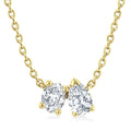 1/3 Ctw Toi Et Moi Oval and Pear Cut Diamond Pendant With Chain in 14K Yellow Gold