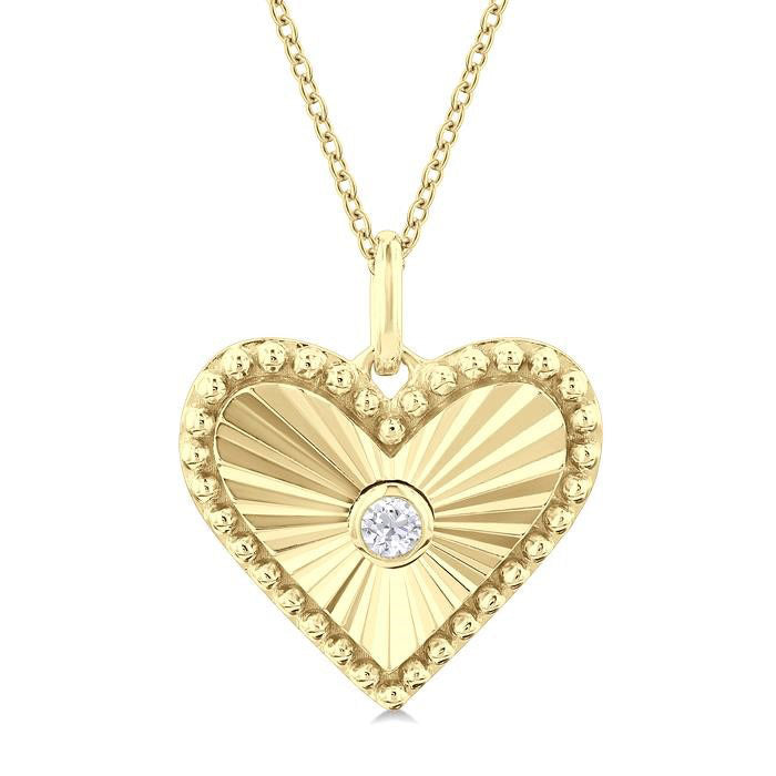 Lark Riviera Heart Shape Fluted Medallion Diamond Pendant