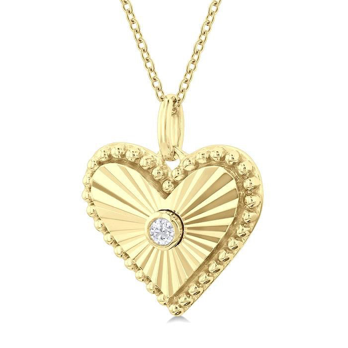 Lark Riviera Heart Shape Fluted Medallion Diamond Pendant