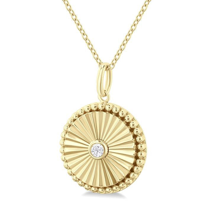 Celestia Delphine Circle Fluted Medallion Diamond Pendant