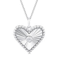 1/20 Ctw Heart fluted medallion Round Cut Diamond Pirouette Pendant With Chain in 10K White Gold