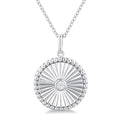 1/20 Ctw Round fluted medallion Round Cut Diamond Pirouette Pendant With Chain in 10K White Gold