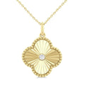 1/20 Ctw Clover Fluted Medallion Round Cut Diamond Pirouette Pendant With Chain in 10K Yellow Gold