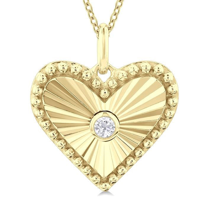 Nyx Minerva Heart Shape Fluted Medallion Diamond Pendant