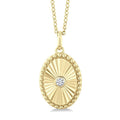 1/20 Ctw Oval fluted medallion Round Cut Diamond Pirouette Pendant With Chain in 10K Yellow Gold