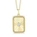 Saffron Mistral Rectangular Shape Fluted Medallion Diamond Pendant