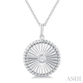 1/20 Ctw Round fluted medallion Round Cut Diamond Pirouette Pendant With Chain in 10K White Gold