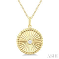 1/20 Ctw Round fluted medallion Round Cut Diamond Pirouette Pendant With Chain in 10K Yellow Gold