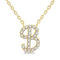1/10 Ctw Initial 'B' Calligraphy Round Cut Diamond Fashion Pendant With Chain in 14K Yellow Gold