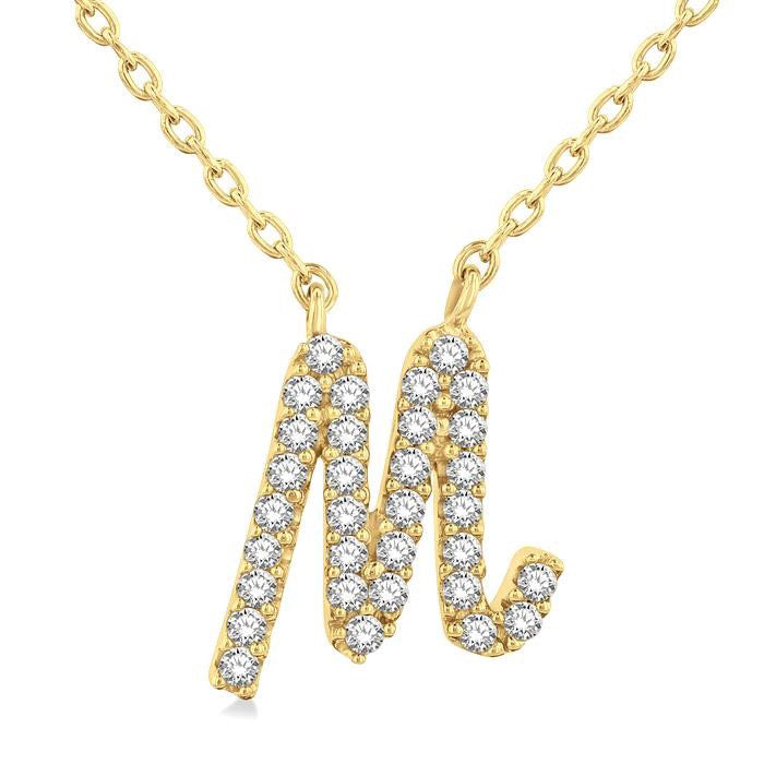 Quiana Jasper Script 'M' Initial Diamond Pendant