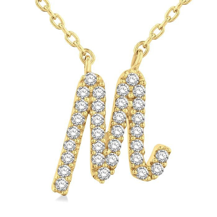Quiana Jasper Script 'M' Initial Diamond Pendant